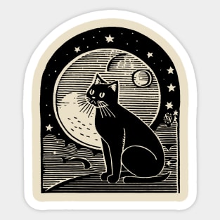 CAT with Moon & Stars by FayeFamiliar Sticker